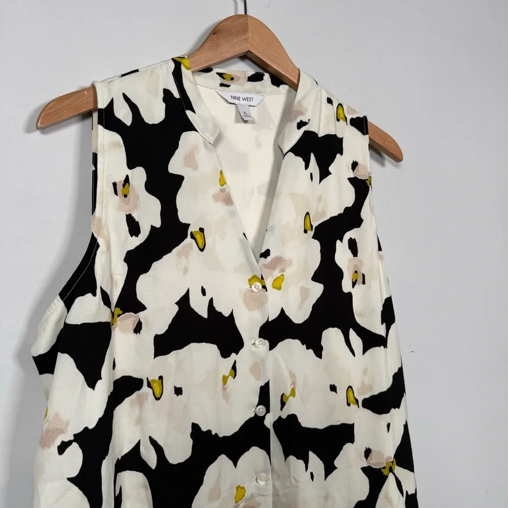 Nine West Button Front Ruffle Hem Dress, Size XL - Picture 3 of 11